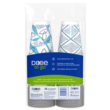 Dixie To Go 12 oz Paper Cups and Lids, 26 ct