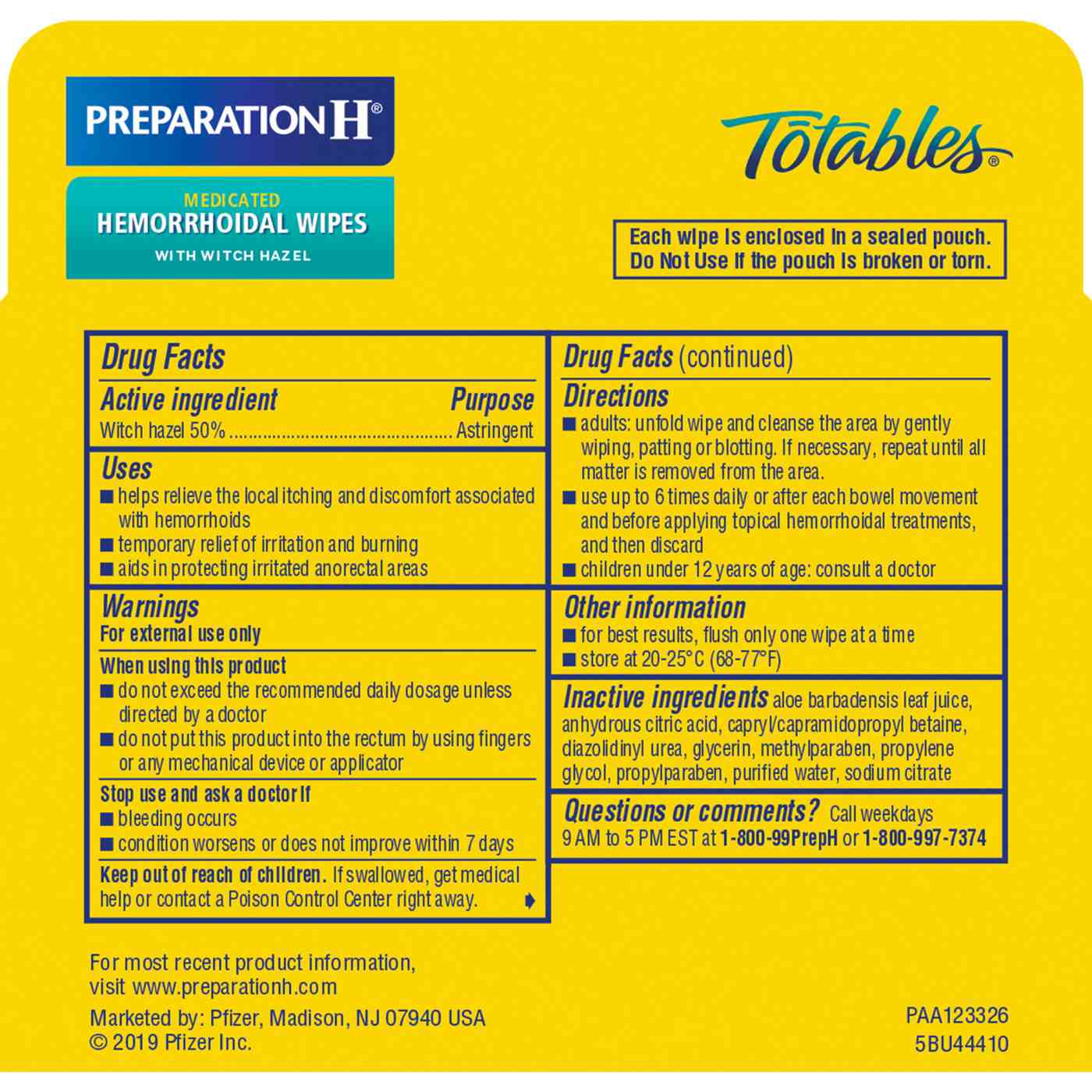 Preparation H Flushable Medicated Hemorrhoidal Wipes Max Strength Relief; image 2 of 4