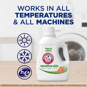 Arm & Hammer Free & Clear Sensitive Skin HE Liquid Laundry Detergent, 50 Loads