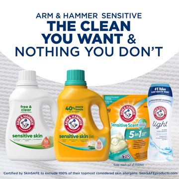 Arm & Hammer Free & Clear Sensitive Skin HE Liquid Laundry Detergent, 50 Loads