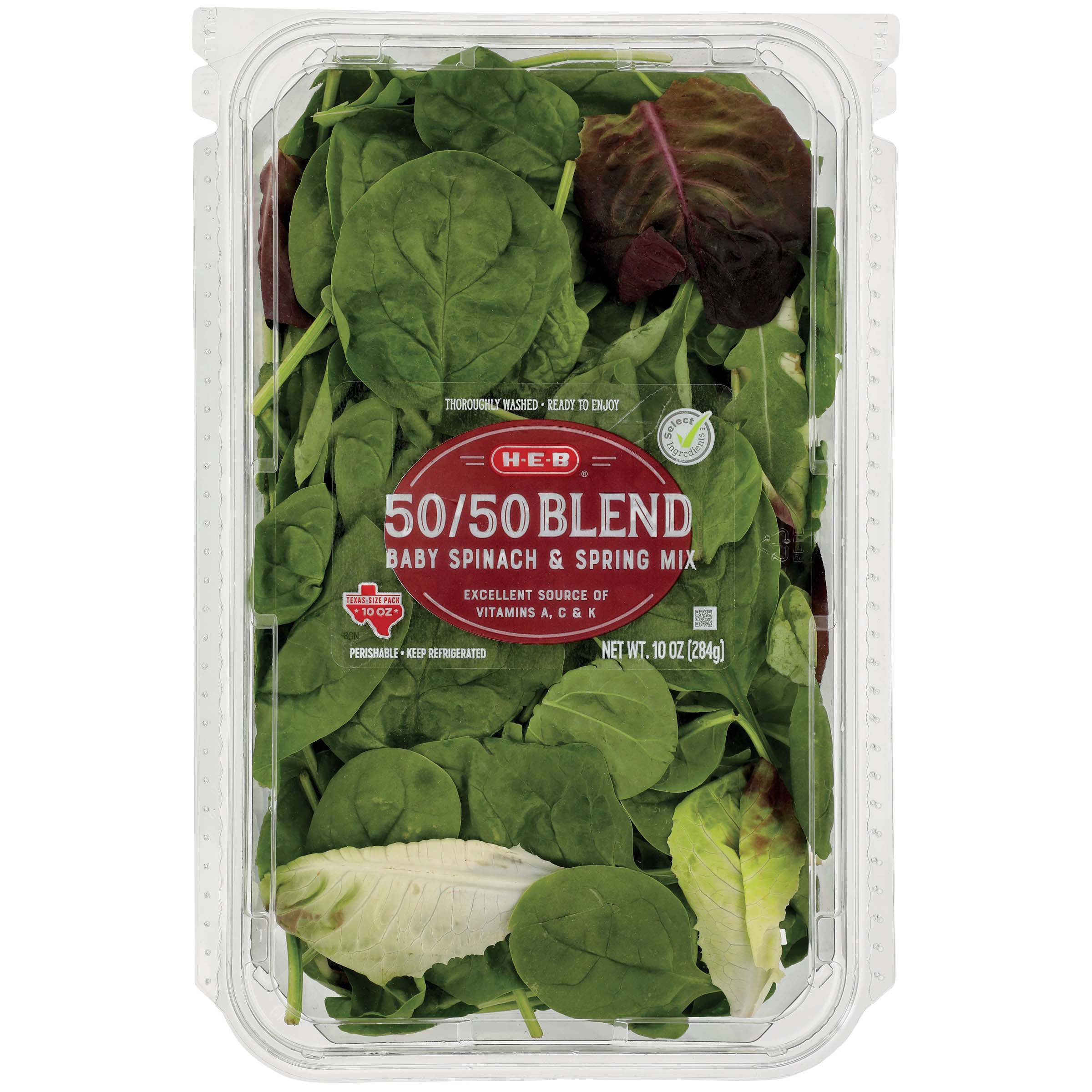 HEB Select Ingredients Baby Spinach & Spring Mix Shop Lettuce