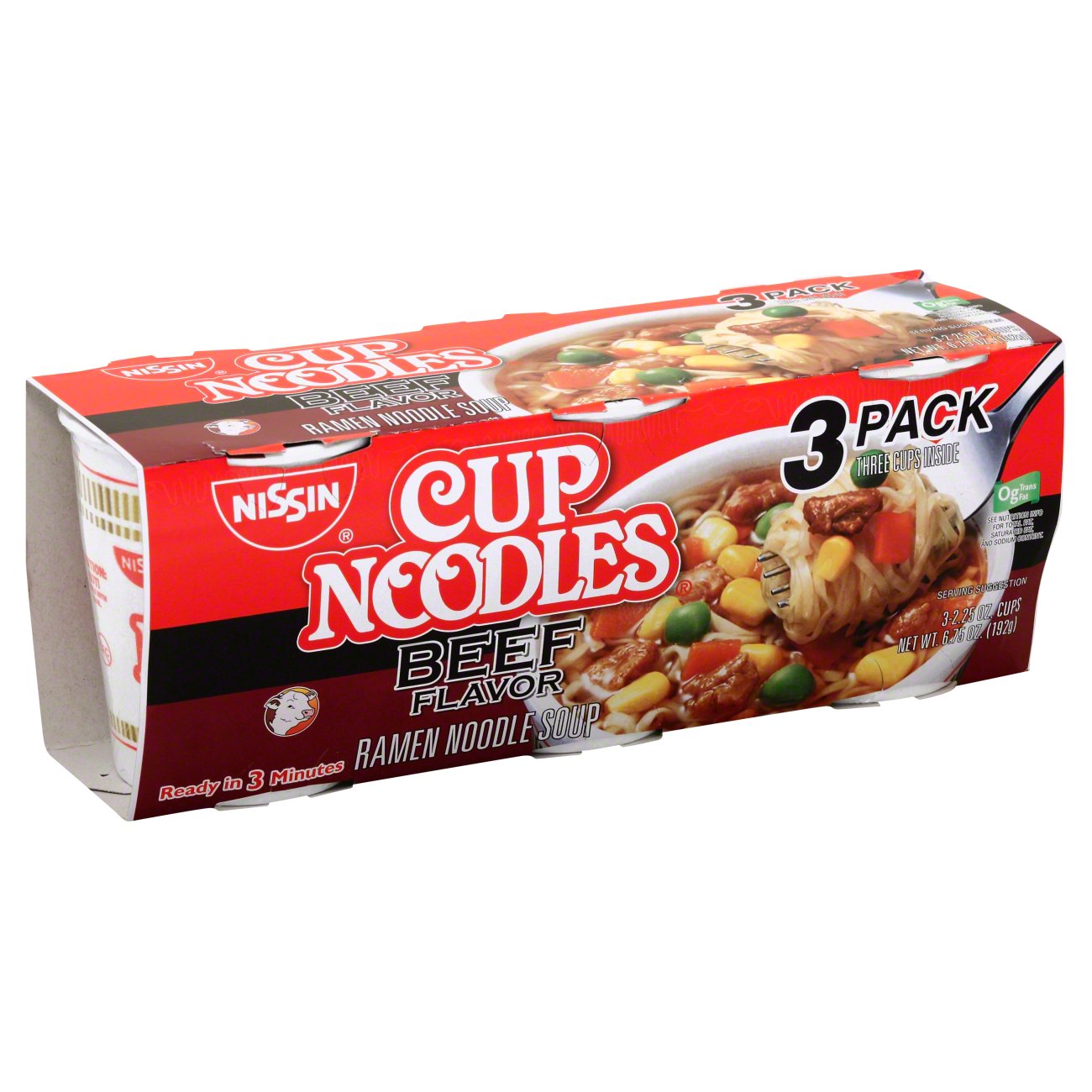 Nissin Cup Noodles Beef Flavor Ramen Noodle Soup 3 CT - Shop Soups ...