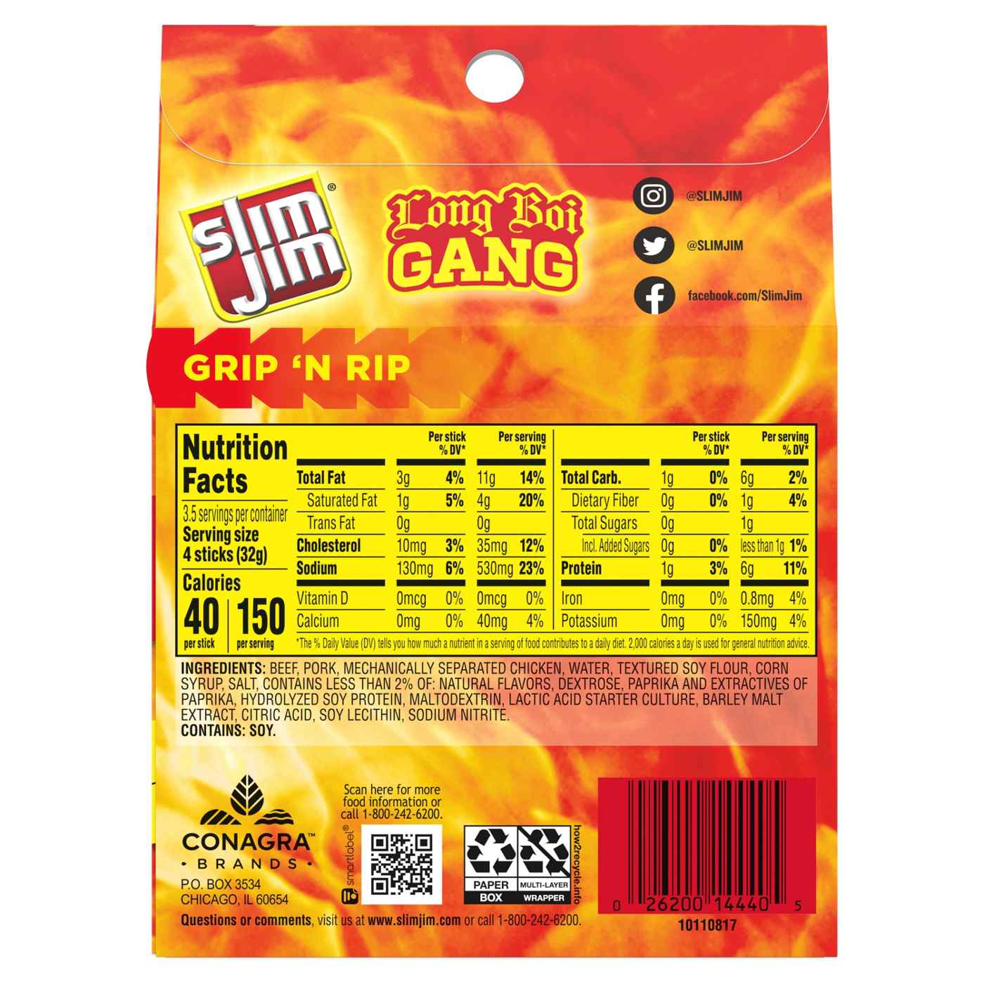Slim Jim 6g Protein Original Snack-Size Smoked Meat Sticks; image 7 of 7