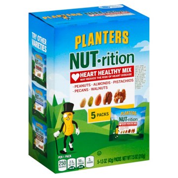 Planters NUT-rition Heart Healthy Nut Mix Snack Packs, 5 ct
