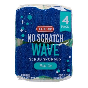 H-E-B No Scratch Wave Scrubber Sponge, 4 pk