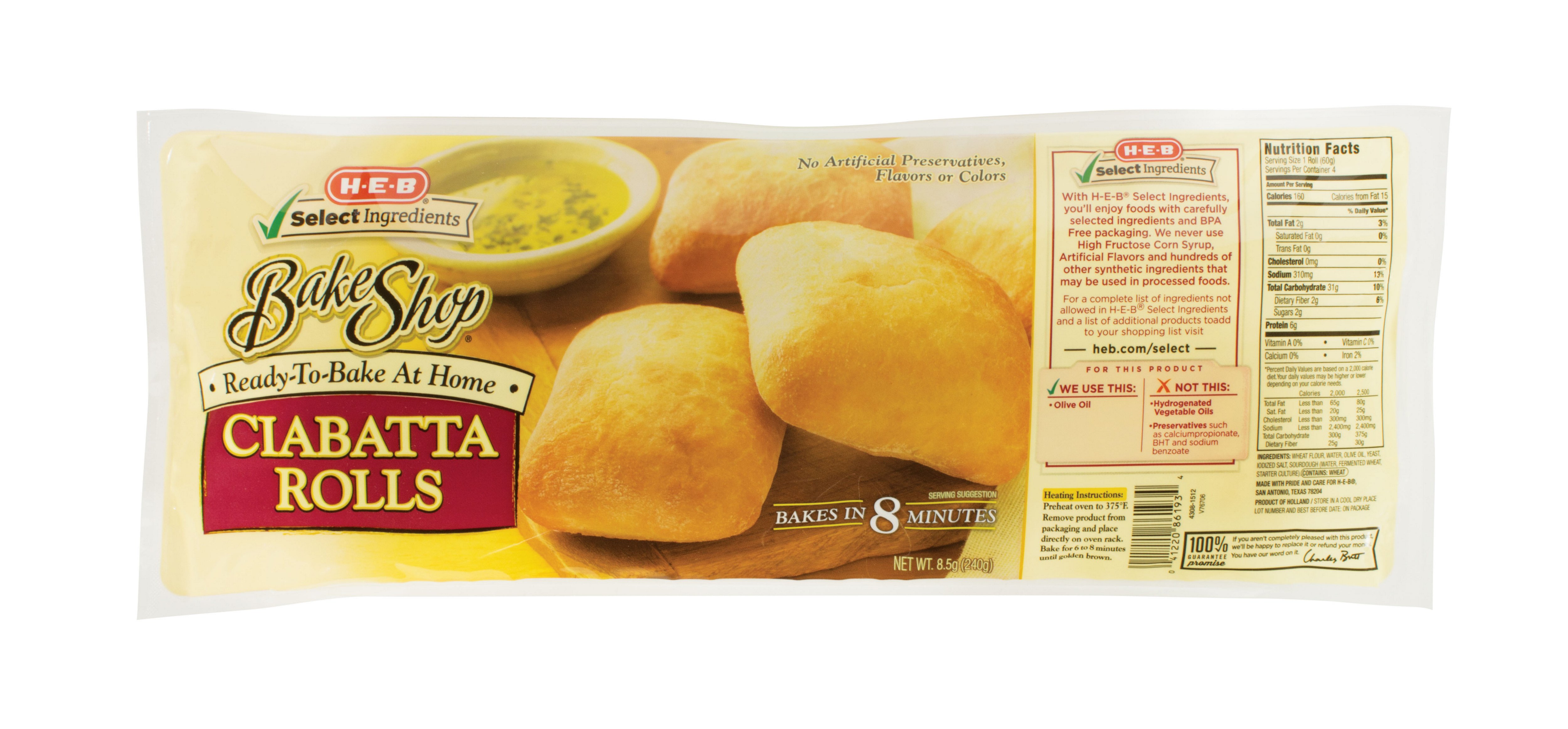 Ciabatta Rolls Nutrition Facts