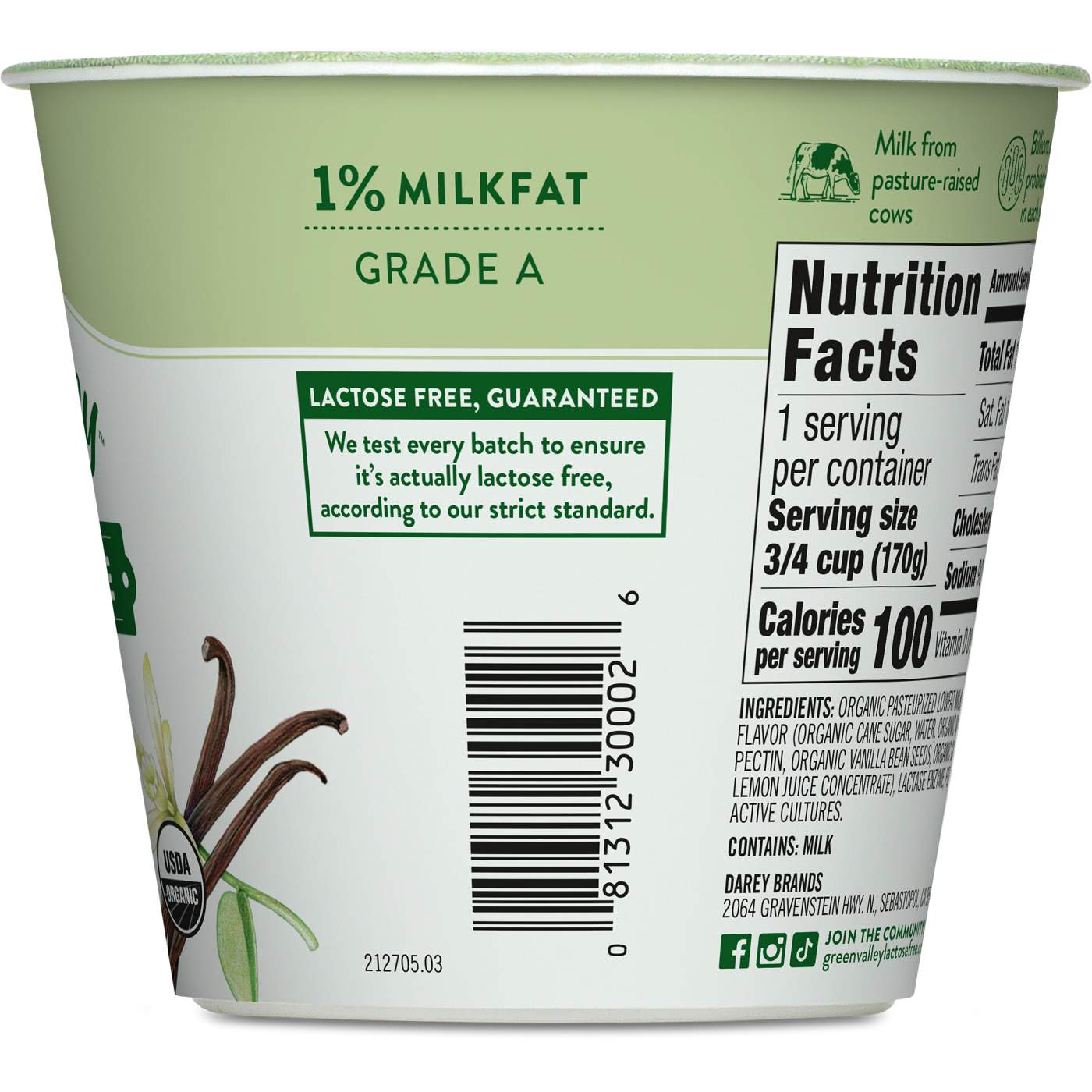Green Valley Lactose Free Organic Lowfat Vanilla Yogurt; image 4 of 8