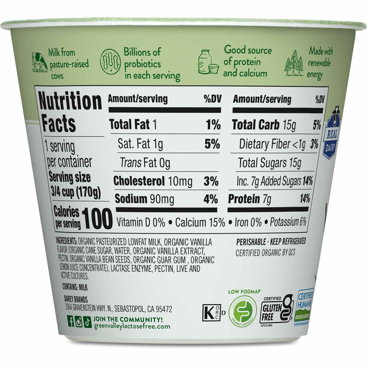 Green Valley Lactose Free Organic Lowfat Vanilla Yogurt; image 5 of 8