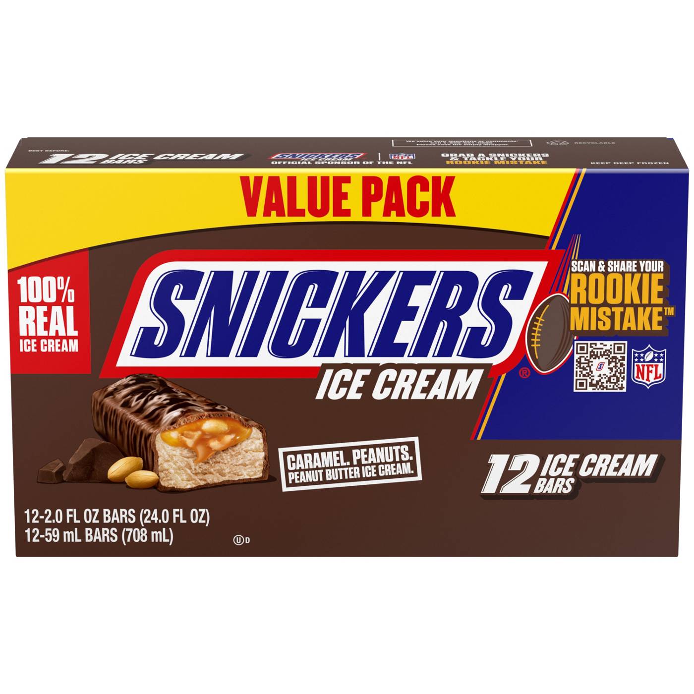 Snickers Chocolatey Caramel Peanut Butter Ice Cream Bars; image 1 of 10