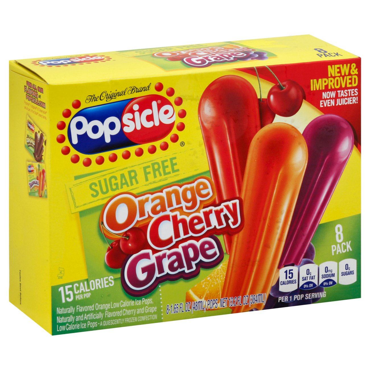 Popsicle Sugar Free Orange, Cherry and Grape Ice Pops Shop Bars