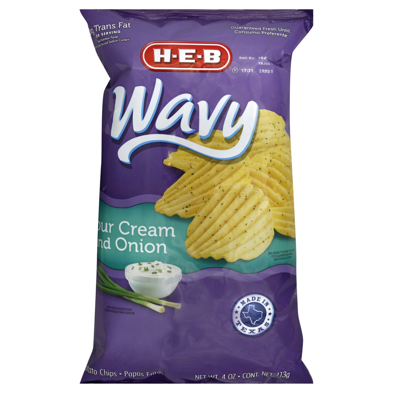 HEB Wavy Sour Cream and Onion Potato Chips Shop Snacks & Candy at HEB