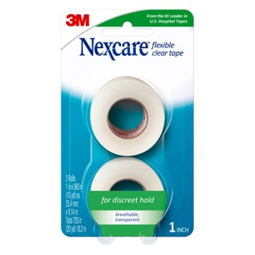 Nexcare 1 Inch Flexible Clear Tape, 2 ct