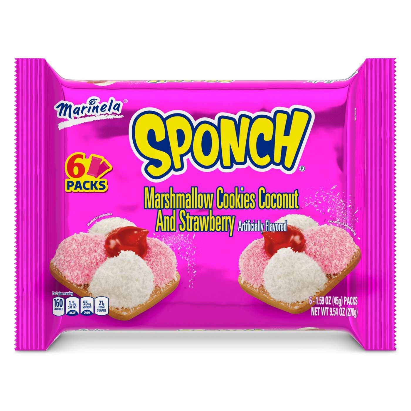 Marinela Sponch Coconut and Strawberry Marshmallow Cookies; image 1 of 3