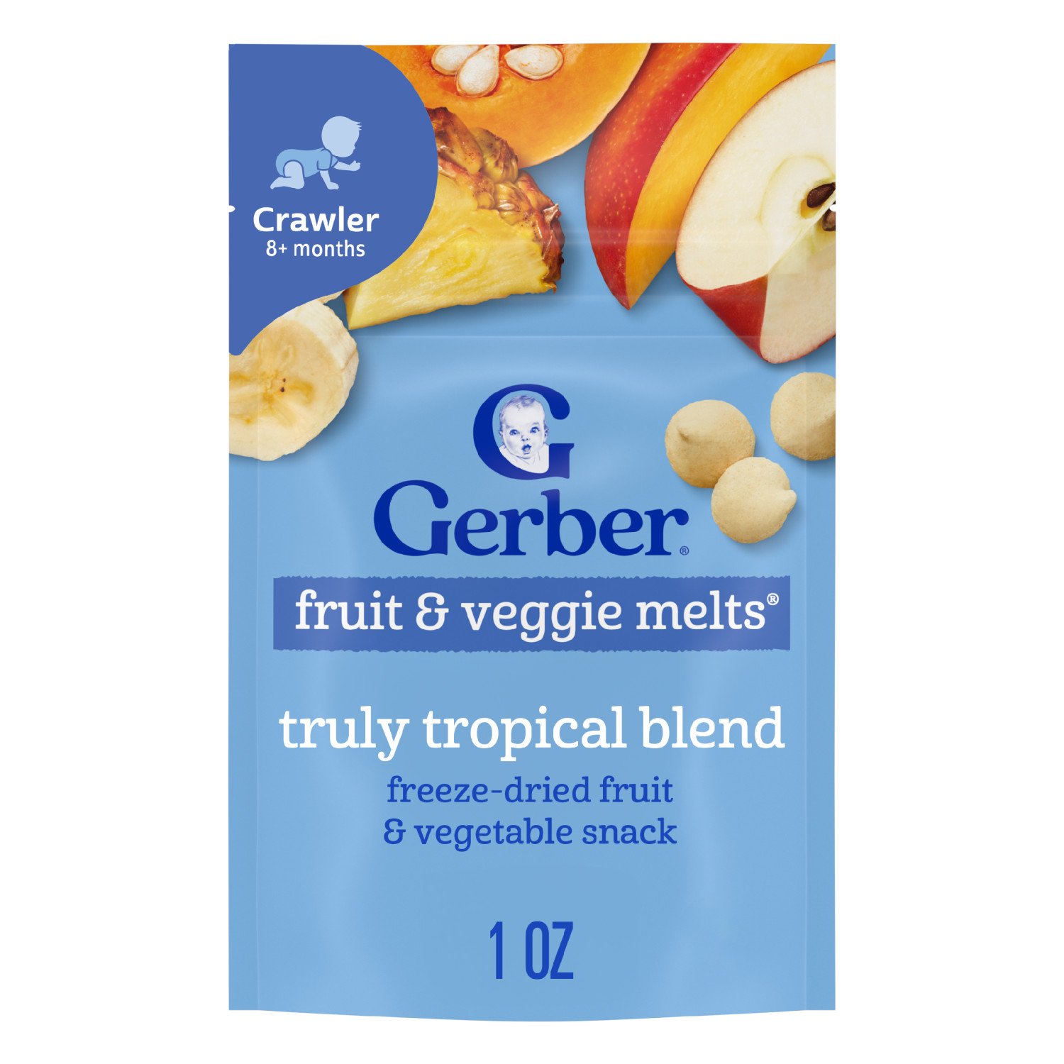 Gerber Snacks for Baby Fruit & Veggie Melts - Truly Tropical Blend, 1 oz