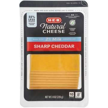 H-E-B Reduced Fat Sharp Cheddar Sliced Cheese