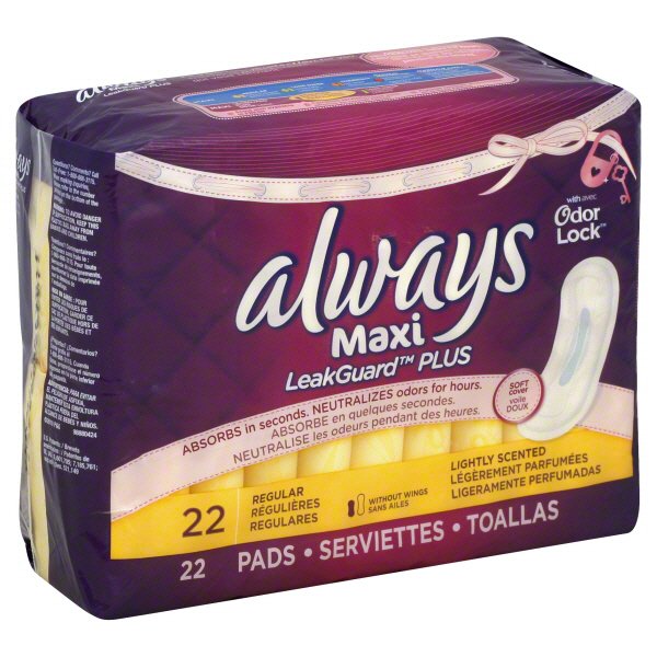 Always Maxi Leak Guard Plus Lightly Scented Pads Shop Pads & Liners at HEB