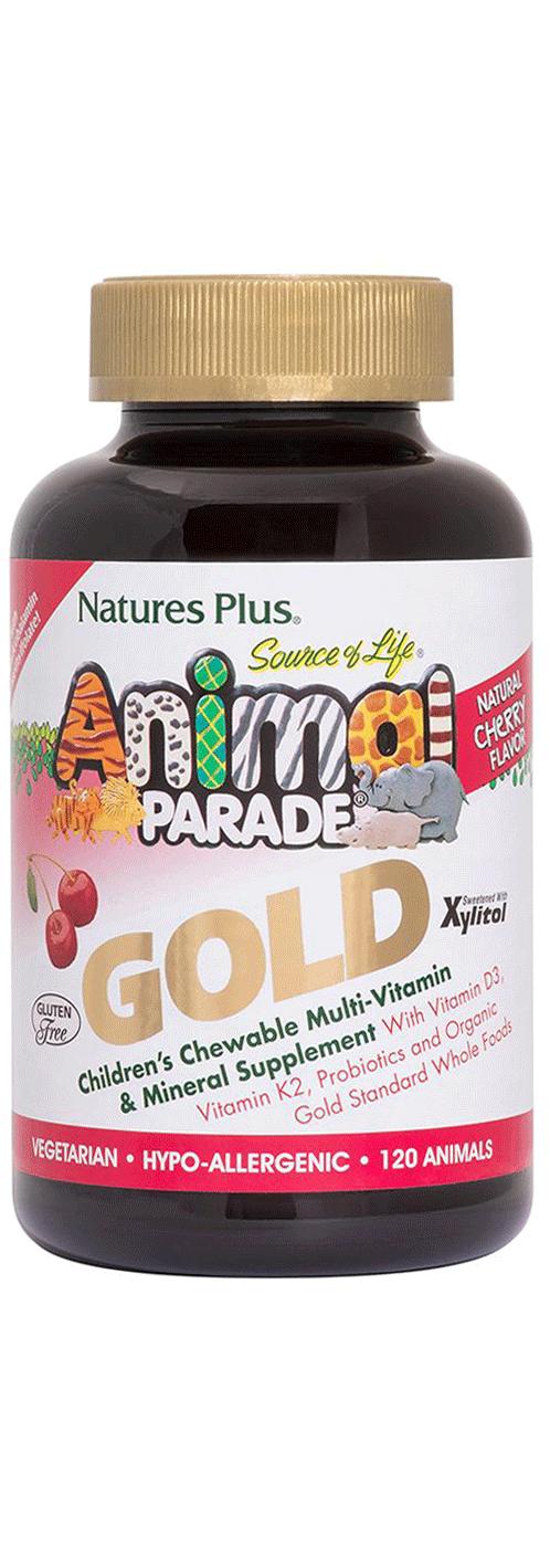 NaturesPlus Animal Parade Gold Children's Multivitamin Natural Cherry Flavored Animal Chewables; image 1 of 2