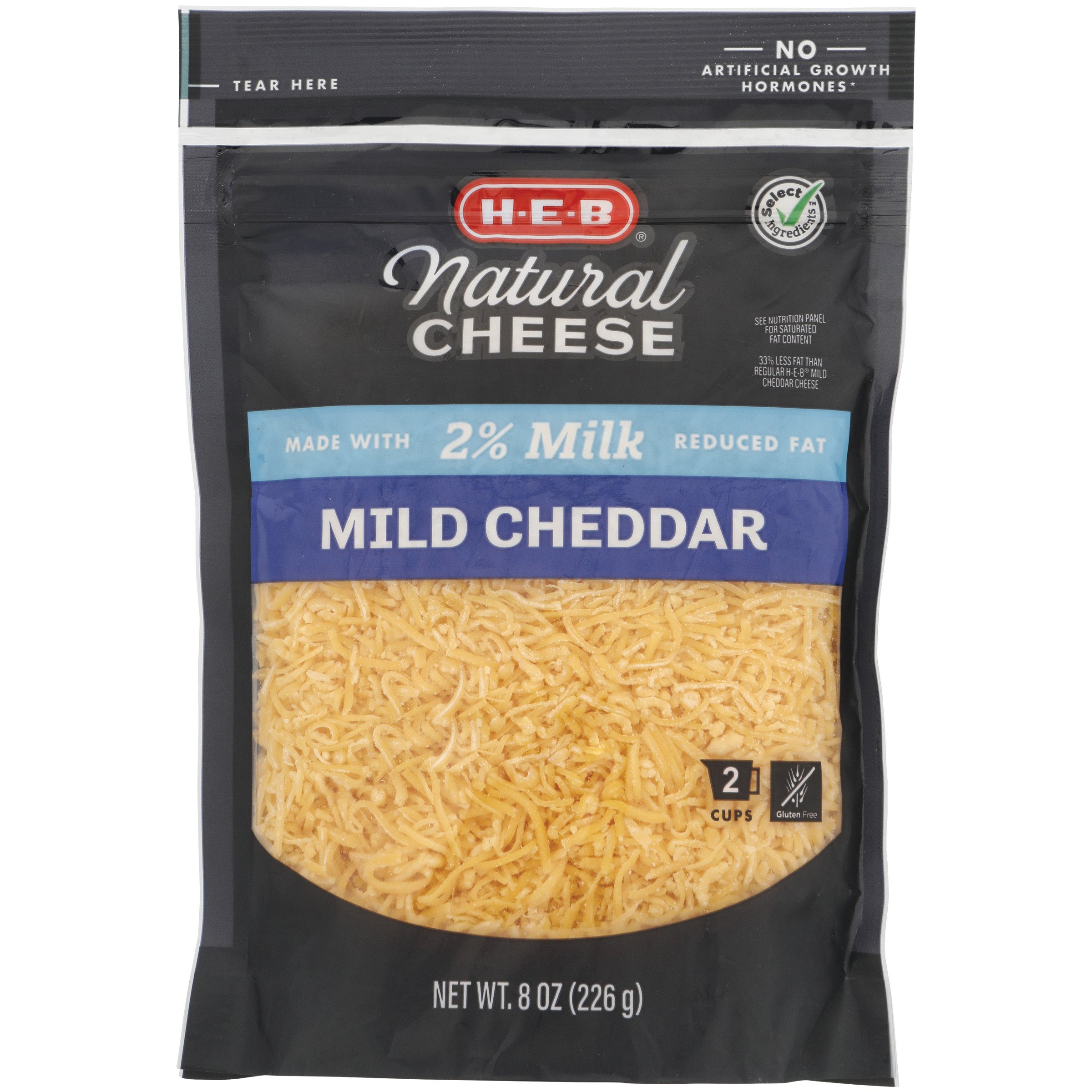 H-E-B Select Ingredients Reduced Fat Mild Cheddar Cheese, Shredded ...