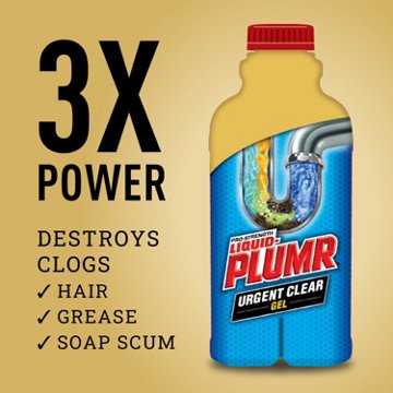 Liquid-Plumr Industrial Strength Urgent Clear - Liquid Drain Cleaner, 17 oz