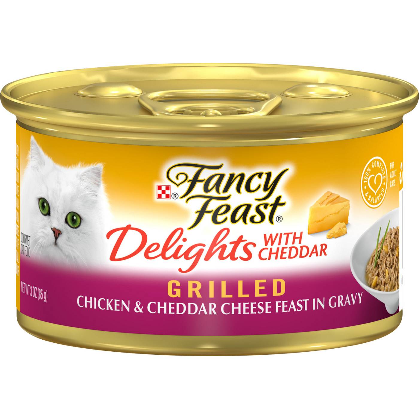 Fancy Feast Purina Delights Wet Cat Food - Cheddar Grilled Chicken and Cheddar Cheese Feast in Gravy; image 1 of 5