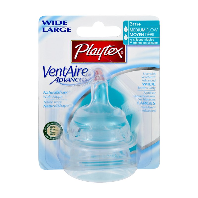 Playtex VentAire Advanced Medium Flow Wide/Large Silicone Nipples (3+  Months) - Shop Playtex VentAire Advanced Medium Flow Wide/Large Silicone  Nipples (3+ Months) - Shop Playtex VentAire Advanced Medium Flow Wide/Large  Silicone Nipples (