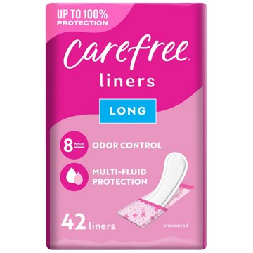 Carefree Panty Liners - Long Liners, Wrapped, Unscented, 42 ct