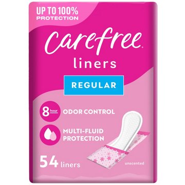 Carefree Panty Liners - Regular Liners, Wrapped, Unscented, 54 ct