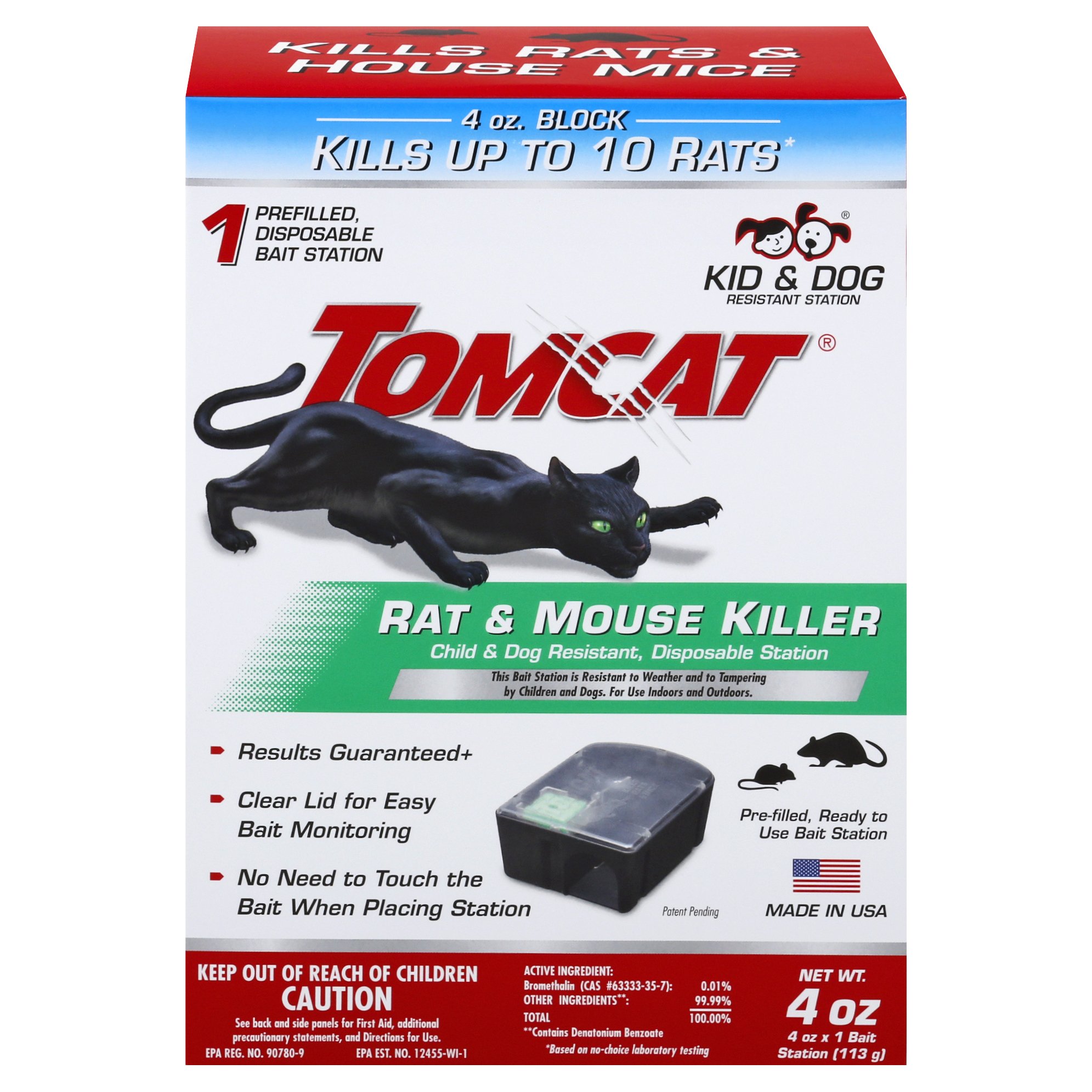 Tomcat Mouse Killer, Child Resistant, Disposable Station - 4 - 1 oz x 4 (112 g) bait stations [4 oz]