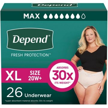 Depend Fresh Protection Adult Incontinence Maximum Underwear - XL, 26 ct
