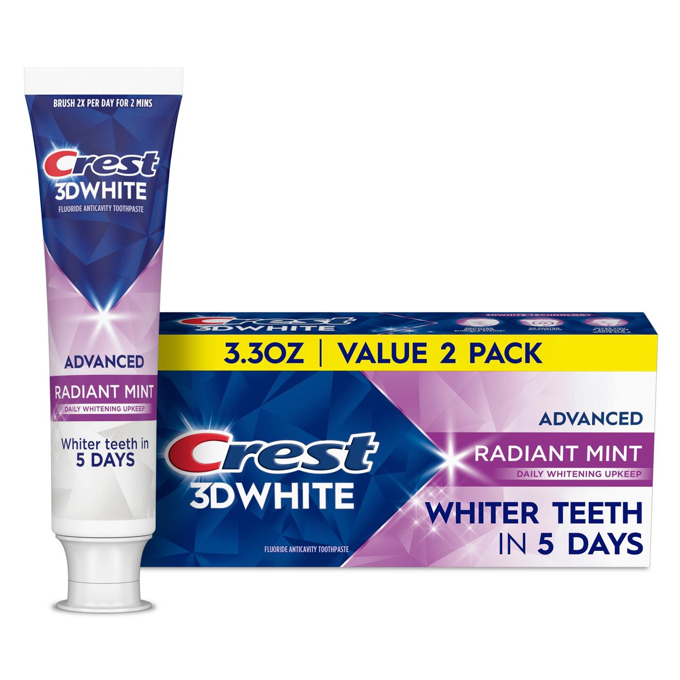 Crest 3DWhite Advanced Teeth Whitening Toothpaste - Radiant Mint; image 1 of 10