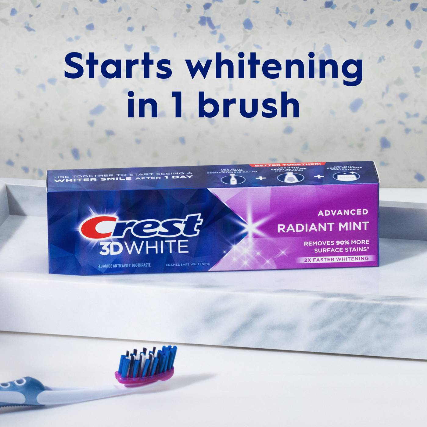 Crest 3D White Whitening Toothpaste - Radiant Mint, 2 Pk; image 2 of 8