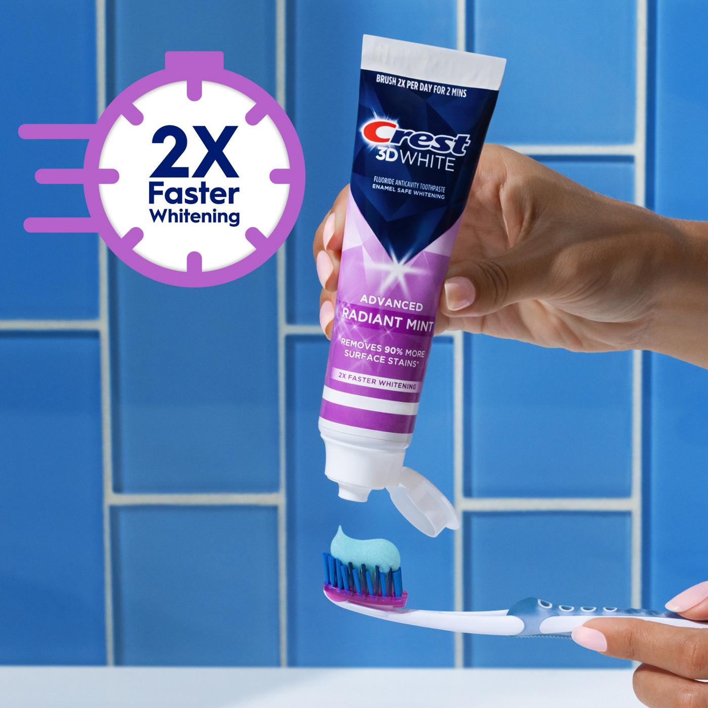 Crest 3D White Whitening Toothpaste - Radiant Mint, 2 Pk; image 3 of 8