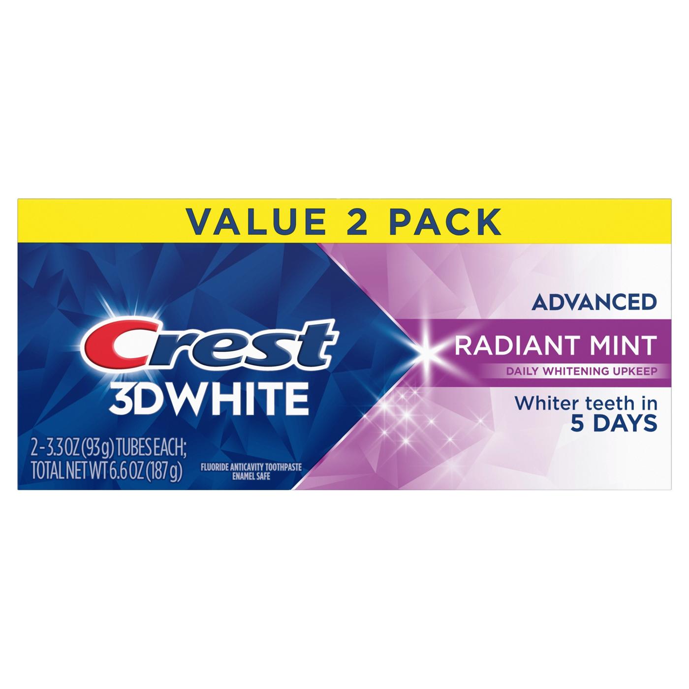 Crest 3DWhite Advanced Teeth Whitening Toothpaste - Radiant Mint; image 10 of 10