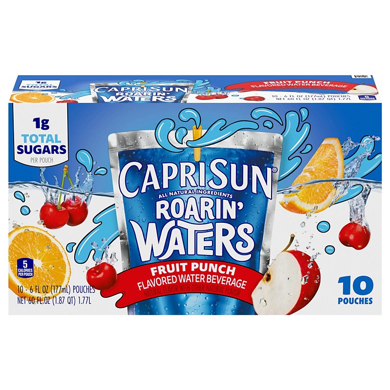 Capri Sun Roarin' Waters Fruit Punch Flavored Water Beverage 6 oz Pouches