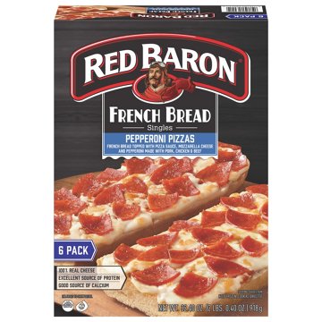Red Baron Pepperoni French Bread Personal Frozen Pizza, 6 pk
