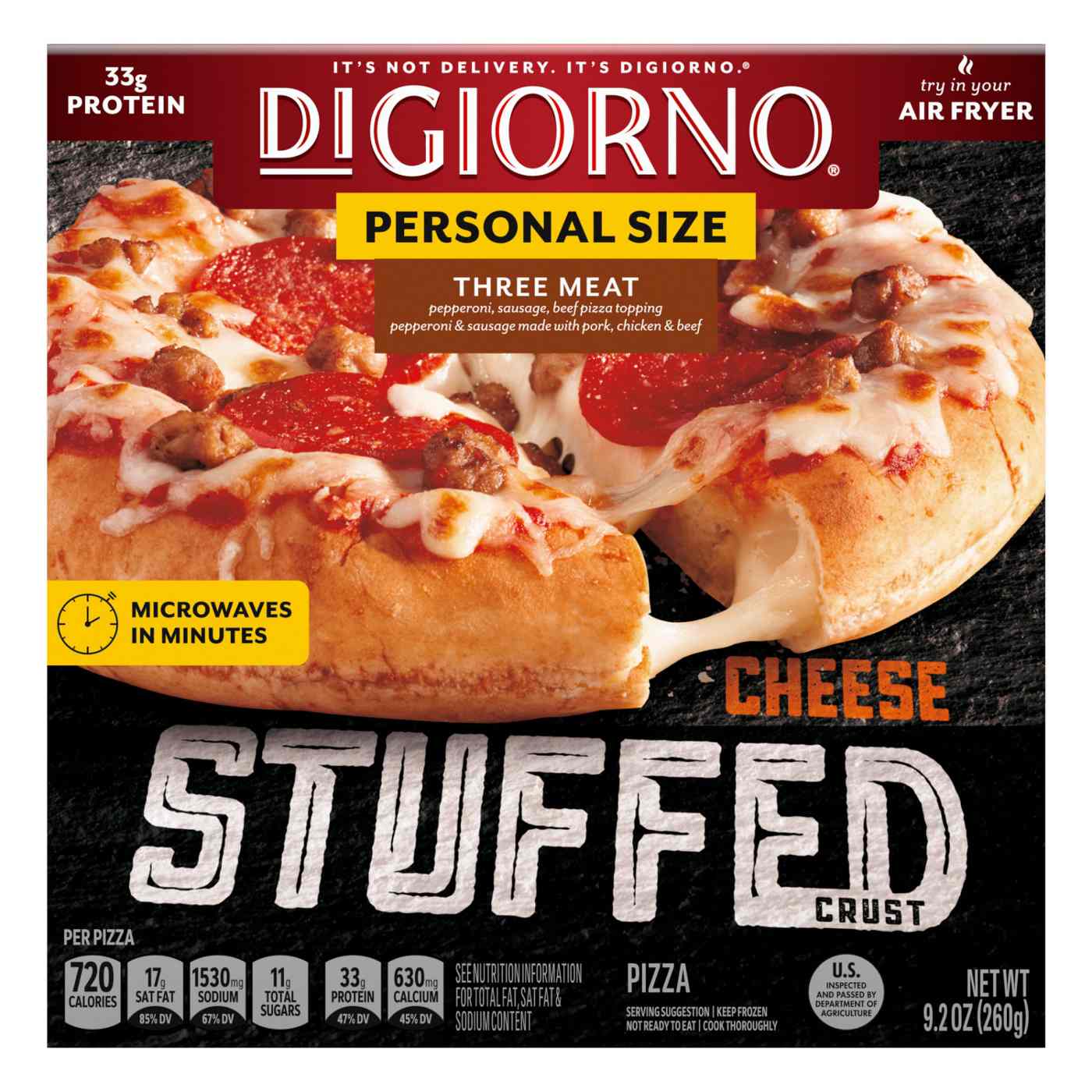 DiGiorno Cheese Stuffed Crust Personal Size Pizza - Three Meat; image 1 of 3