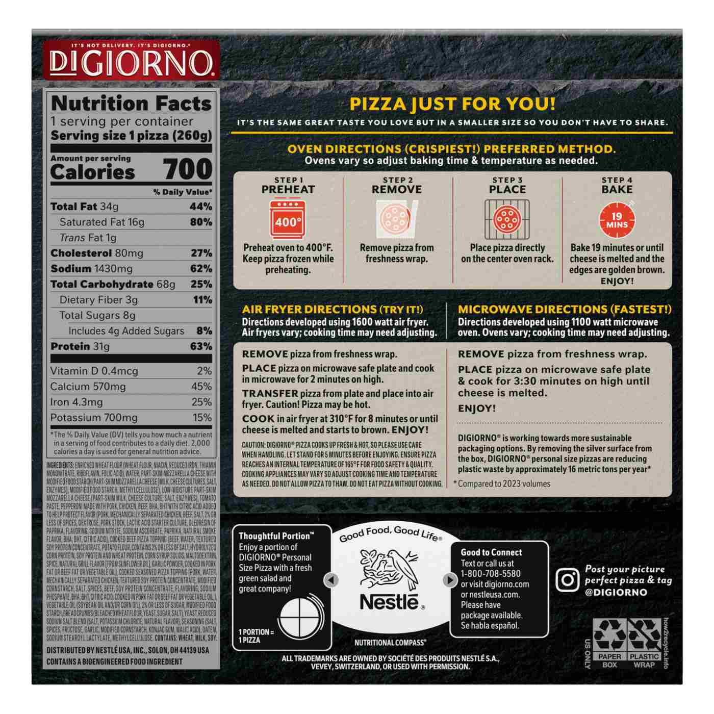 DiGiorno Personal Size Three Meat Stuffed Crust Frozen Pizza; image 4 of 4
