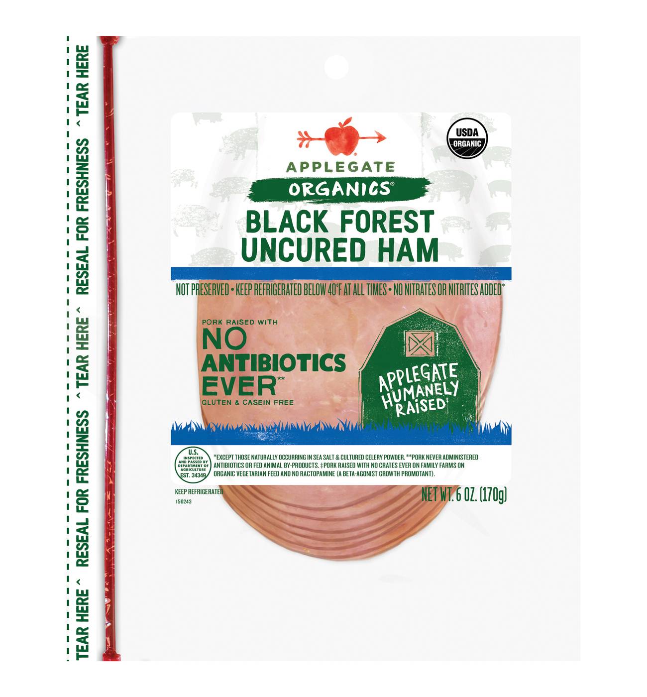 Applegate Organics Uncured Black Forest Ham Sliced; image 1 of 2