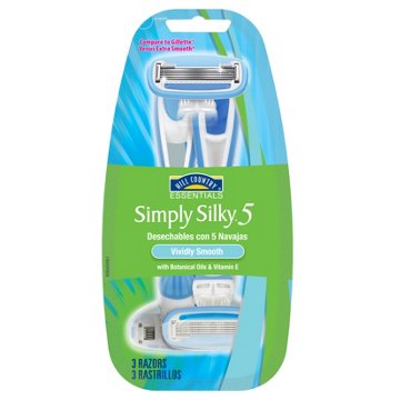 Hill Country Essentials Simply Silky 5 Blade Women's Disposable Razors, 3 ct