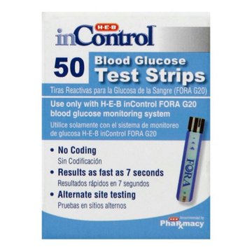 H-E-B InControl Blood Glucose FORA G20 Test Strips, 50 ct