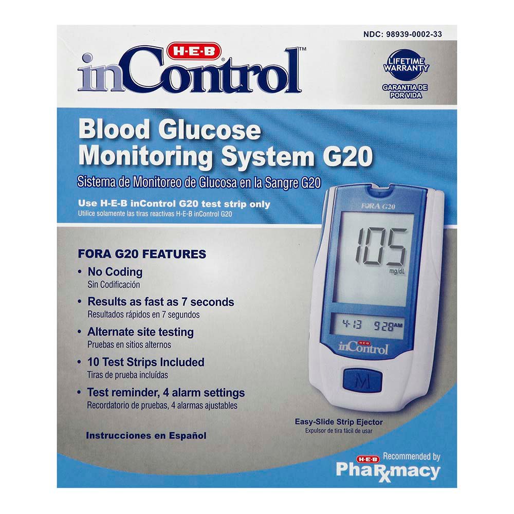HEB InControl Blood Glucose Monitoring System G20 Shop Glucose