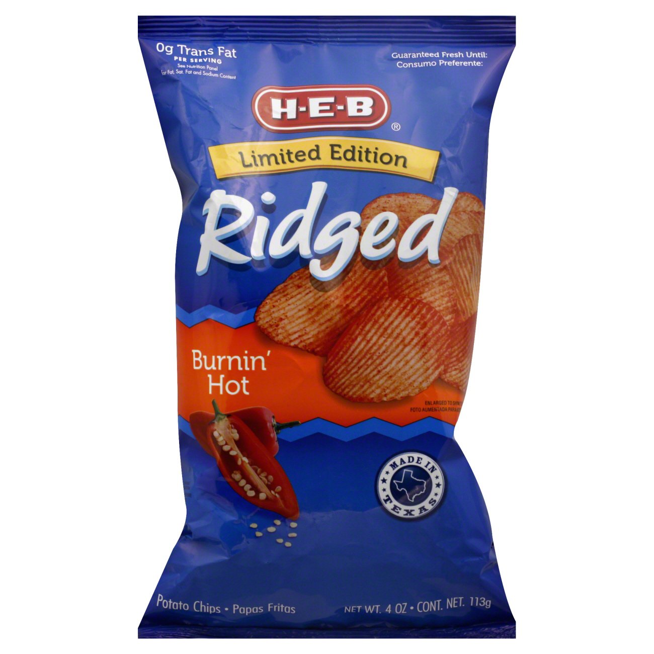 H-E-B Limited Edition Ridged Burnin' Hot Potato Chips - Shop Snacks ...