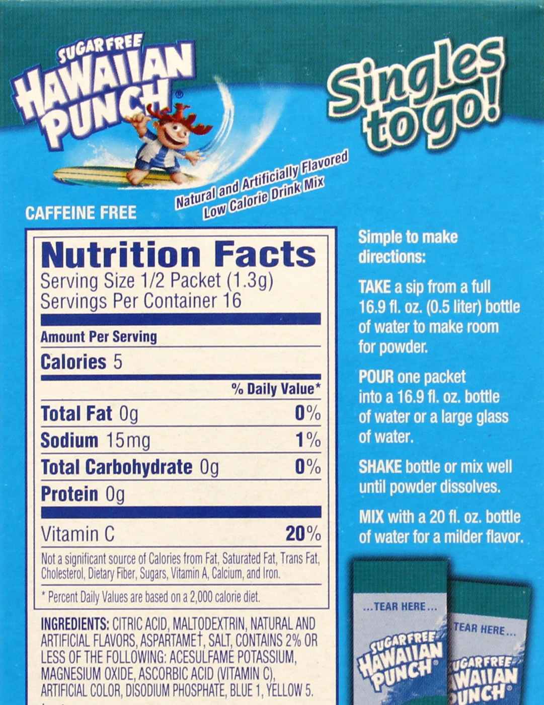 Hawaiian Punch Singles To Go Sugar Free Polar Blast Drink Mix Shop Mixes And Flavor Enhancers 1545