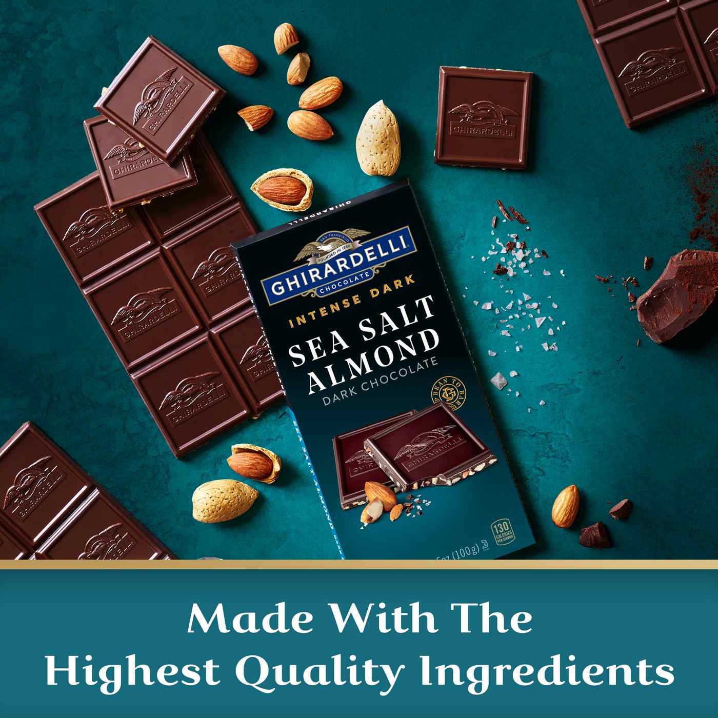 Ghirardelli Intense Dark Sea Salt Almond Chocolate Bar; image 4 of 7