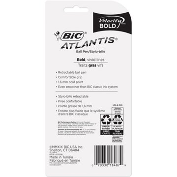 BIC Atlantis Velocity Bold Retractable Ball Pens - Black Ink, 4 pk