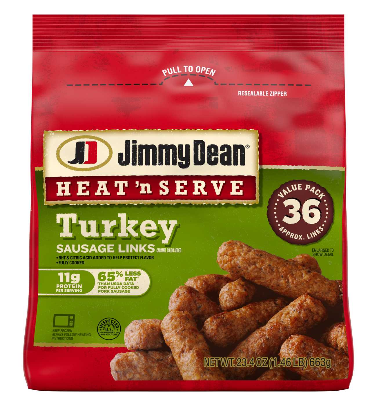 Jimmy Dean Heat 'n Serve Frozen Turkey Breakfast Sausage Links, 36 ct; image 1 of 5
