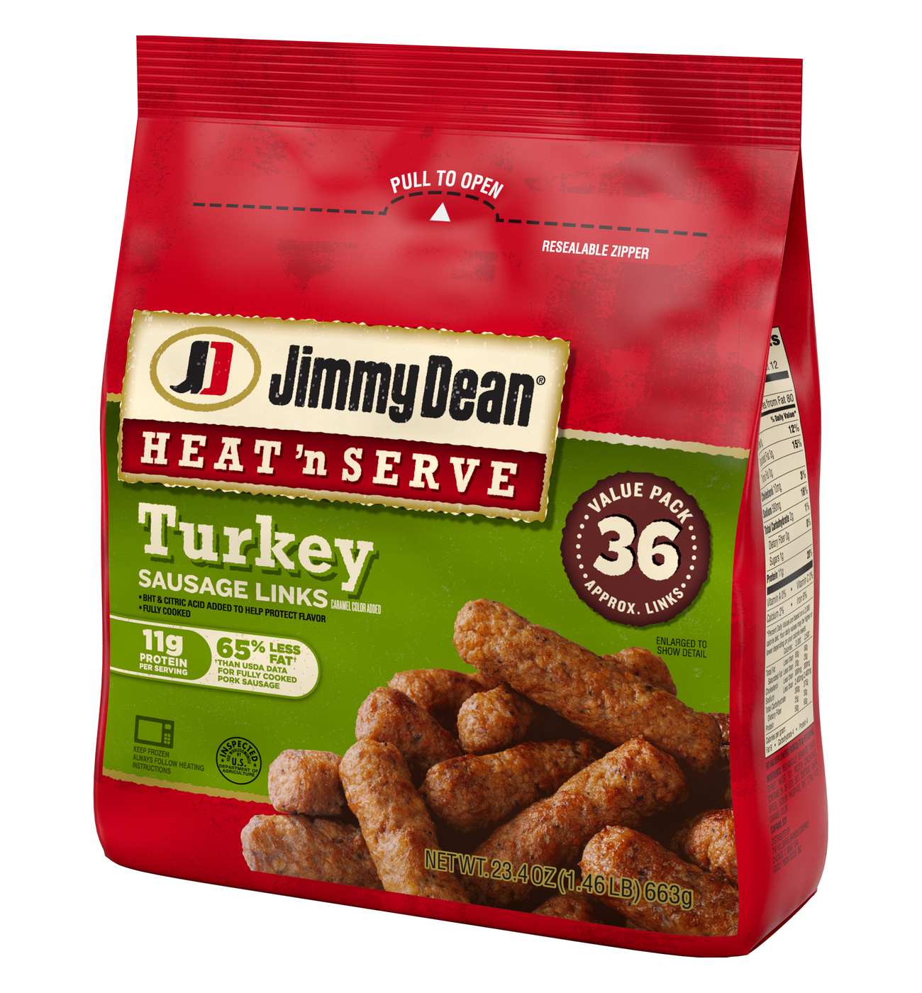 Jimmy Dean Heat 'n Serve Frozen Turkey Breakfast Sausage Links, 36 ct; image 3 of 5
