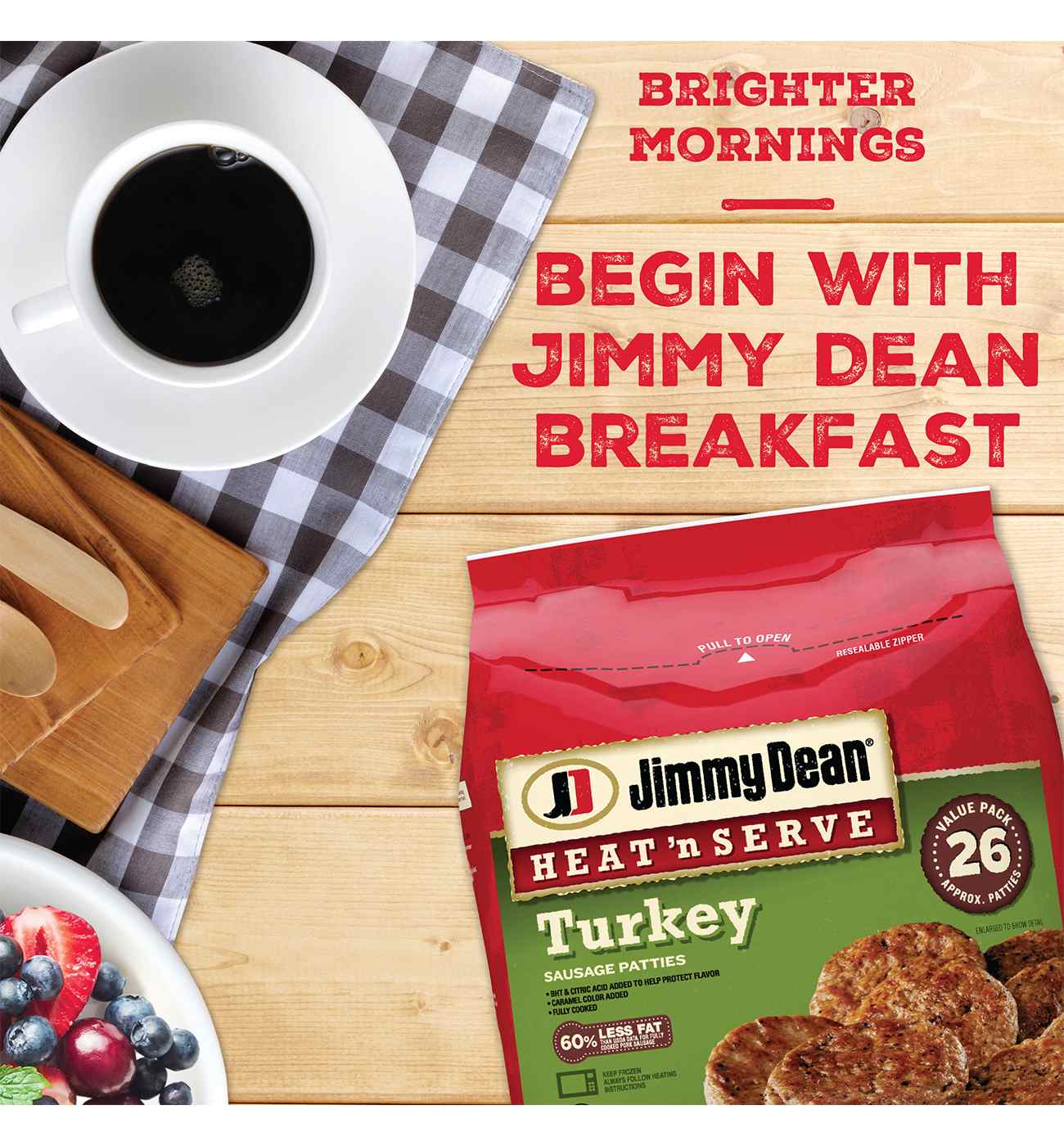 Jimmy Dean Heat 'n Serve Frozen Turkey Breakfast Sausage Patties, 26 ct; image 4 of 5