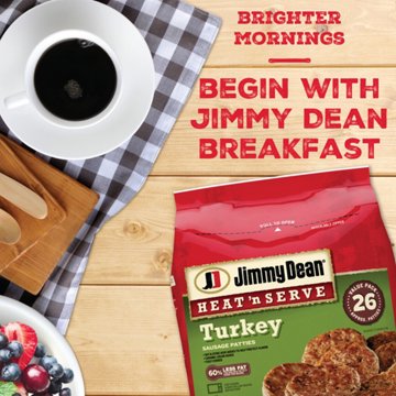 Jimmy Dean Heat 'n Serve 10g Protein Turkey Breakfast Sausage Patties, 26 ct