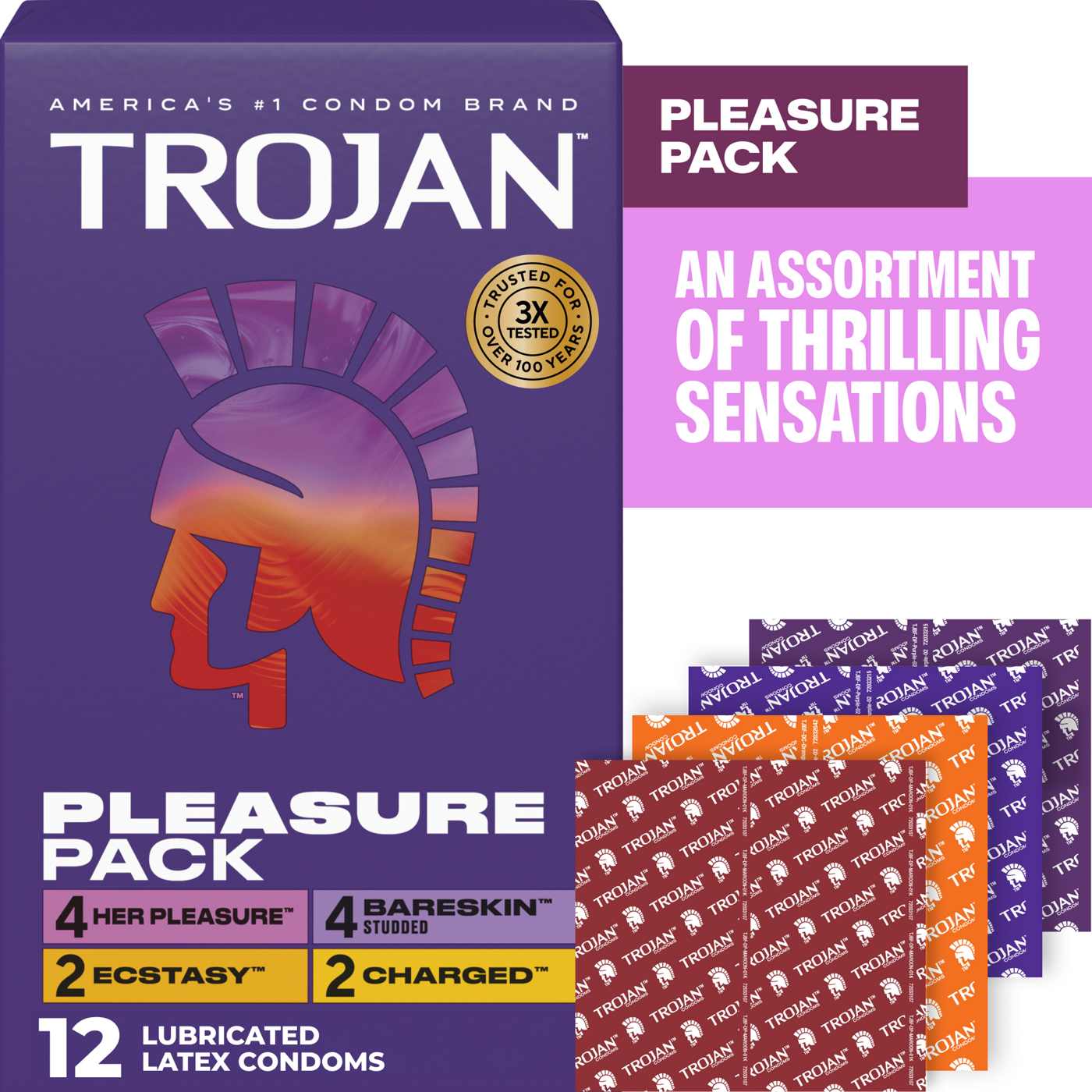 Trojan Pleasure Pack Lubricated Condoms; image 4 of 5